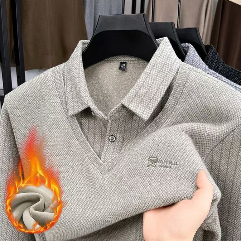 Men'S Polo Formal Wear - เสื้อโปโลแขนยาวผู้ชาย เสื้อยืดและเสื้อท็อป พร้อมผ้าฟลีซอุ่นสำหรับฤดูหนาว เสื้อผ้าลำลองสำหรับธุรกิจ เสื้อยืดขายดี เสื้อผ้าฤดูใบไม้ร่วง