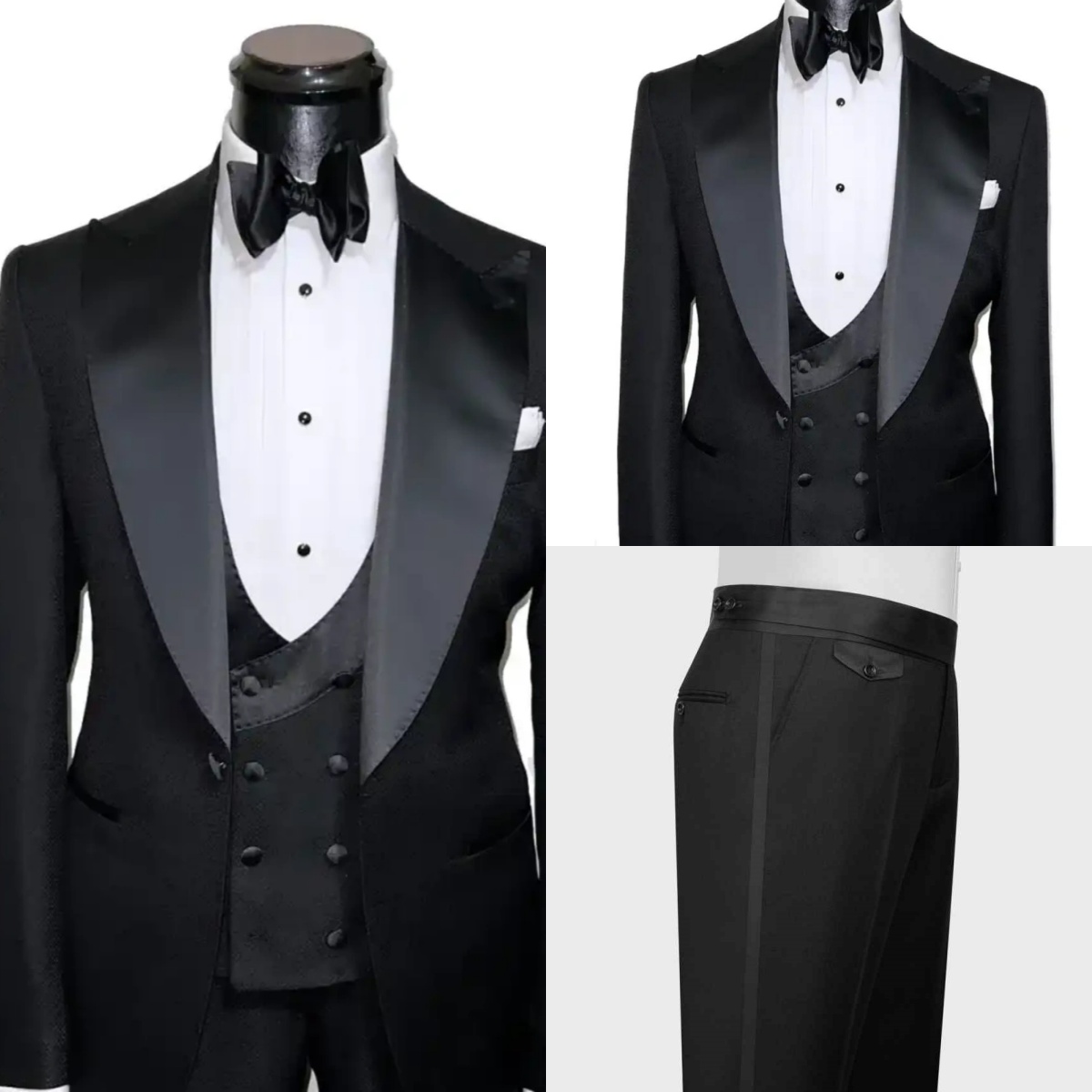Men'S Formal Evening Wear - ชุดทักซิโด้แต่งงานแบบเป็นทางการ ปกแหลม 3 ชิ้น เสื้อแจ็คเก็ต เสื้อกั๊ก