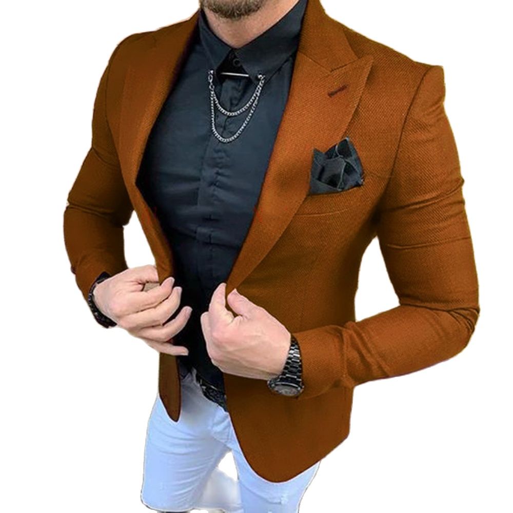 Men'S Formal Evening Wear - ผู้ชายชุด 2 ชิ้นเสื้อผ้าปรับแต่ง Slim ชุดราตรีสีน้ําตาล Blazer