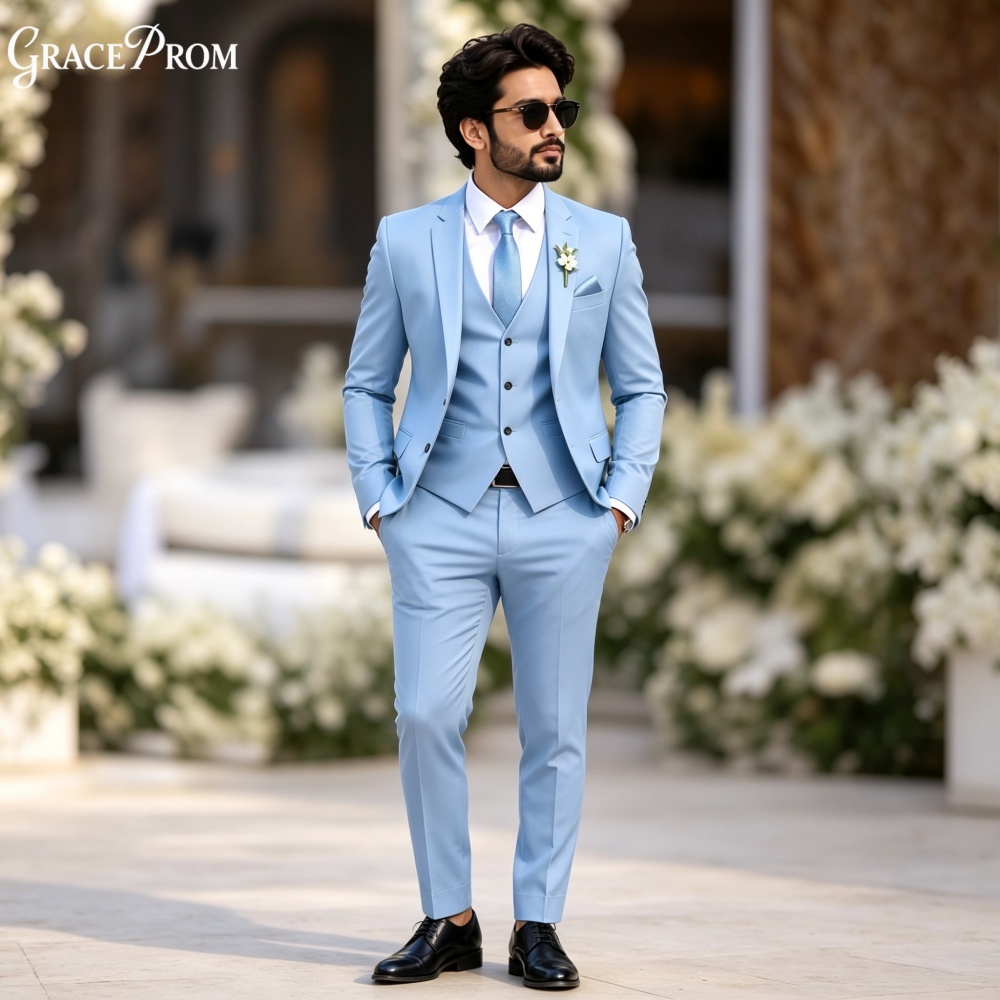 ชุดทักซิโด้ผู้ชายสีฟ้าอ่อนหรูห - Men'S Formal Evening Wear บทวิจารณ์และราคา