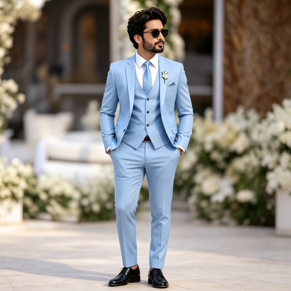 ชุดทักซิโด้ผู้ชายสีฟ้าอ่อนหรูห - Men'S Formal Evening Wear บทวิจารณ์และราคา