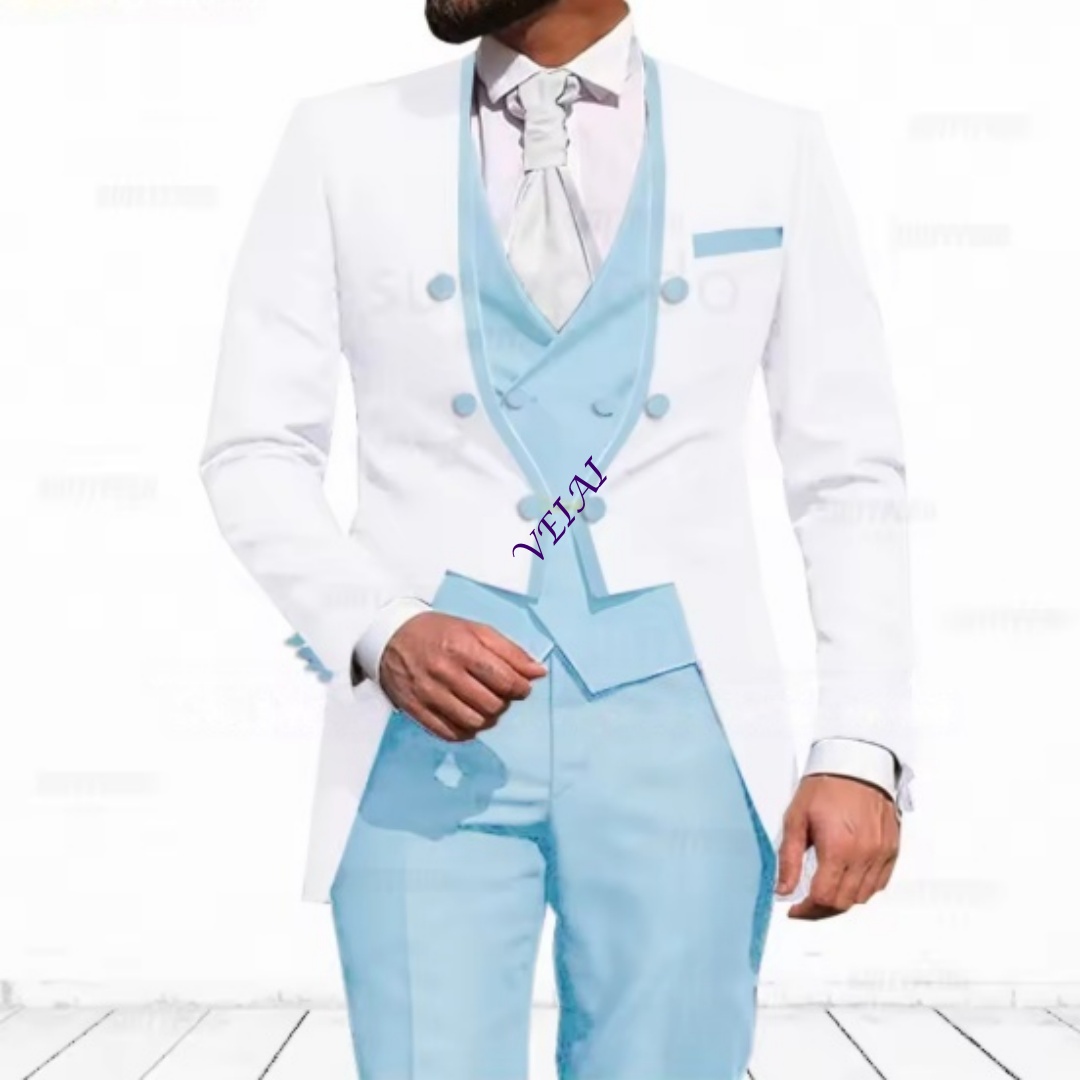 ชุดสูท 3 ชิ้นสีฟ้าอ่อนแบบสั่งต - Men'S Formal Evening Wear บทวิจารณ์และราคา